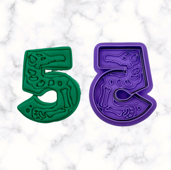 Dinosaur Number 5 Cookie Cutter and Stamp