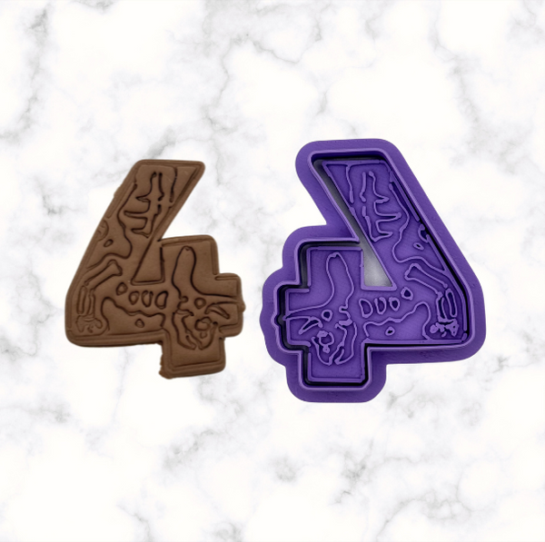 Dinosaur Number 4 Cookie Cutter and Stamp