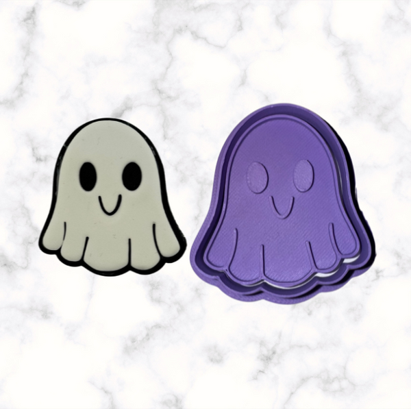Friendly Ghost Cookie Cutter with Stamp Option