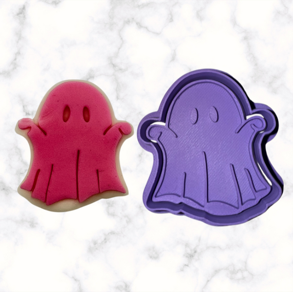 Spooky Ghost Cookie Cutter with Stamp Option