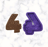 Dinosaur Number 4 Cookie Cutter and Stamp