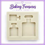 Perfume Bottle Silicone Mold – 3-Cavity Assorted Size Fondant & Chocolate Mold