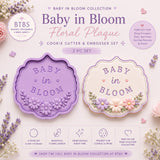 Baby in Bloom Floral Plaque Cookie Cutter & Embosser Set – 2 Pc