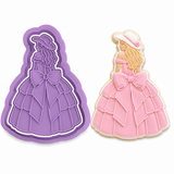 Elegant Southern Belle Ball Gown Cookie Cutter & Embosser Stamp Set