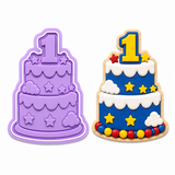 Birthday Cake with Number One Cookie Cutter & Embosser Stamp Set