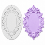 Vintage Heart Ornate Oval Frame Silicone Mold