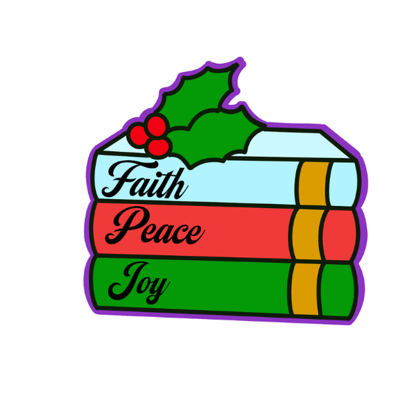 Holiday Book Stack Cookie Cutter and Stamp Size Options
