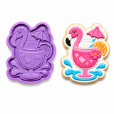 Flamingo Splash Cocktail Cookie Cutter & Embosser Stamp Set