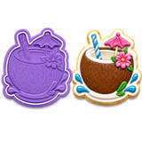 Tropical Coconut Splash Cookie Cutter & Embosser Stamp Set