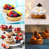 6-cavity round silicone mold for making individual mini cakes, mousse cakes, entremets, chocolate and frozen desserts.