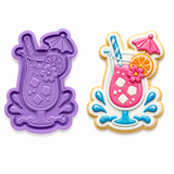 Pool Splash Tropical Drink Cookie Cutter & Embosser Stamp Set