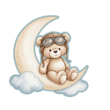 Teddy Bear on Crescent Moon Cookie Cutter and Stamp
