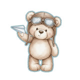 Teddy Bear with Paper Airplane Cookie Cutter and Stamp