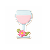 Blush Bloom Wine Glass Cookie Cutter & Stamp