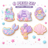 Little Pearl Mermaid Cookie Cutter & Stamp Full Set 6 Piece Under the Sea Collection