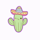 Cheerful cactus cookie with sombrero Cookie Cutter Only or Cutter & Stamp