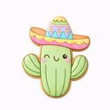 Cheerful cactus cookie with sombrero Cookie Cutter Only or Cutter & Stamp