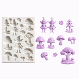Fairy Garden Silicone Mold – Fairies, Mushrooms, Trees & Flowers Fondant Mold