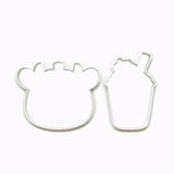 Strawberry Milk Cow Cookie Cutter Set Cutter Only or Cutter & Stamp