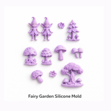 Fairy Garden Silicone Mold – Fairies, Mushrooms, Trees & Flowers Fondant Mold