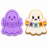 BOO Banner Ghost Cookie Cutter & Embosser (2.0", 2.5", 3.0", 3.5", 4.5")
