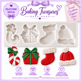 BTBS Christmas Favorites four-cavity silicone mold measurement guide showing mold dimensions and approximate candy cane size.