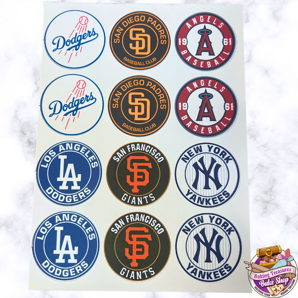 Los Angeles Dodgers Edible Cake Toppers - Pre-Cut Round Stickers For Cupcakes