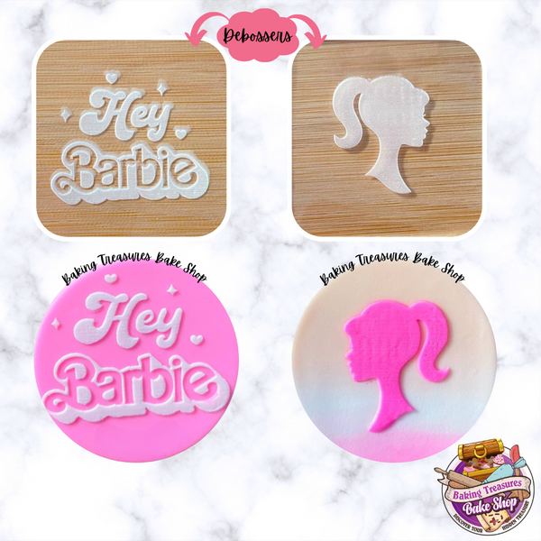 Hey Barbie & Barbie Silhouette 2 pc Set Acrylic Debosser