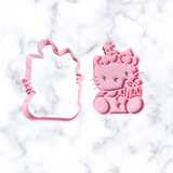 Cute Cat  Christmas  Cutter +Stamp  4 Inches each