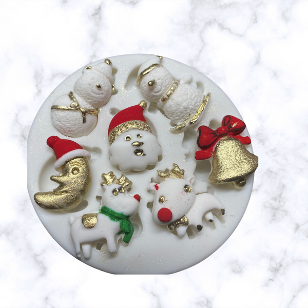 7 Cavity Christmas Santa and Friends Silicone molds