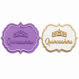 Elegant Quinceañera Plaque Cookie Cutter & Embosser Set