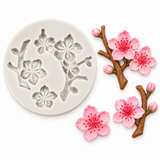 Cherry Blossom Branch & Flower Silicone Mold – Floral Cake Decorating Mold