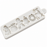 Classic Christmas Favorites Silicone Mold – Santa, Gift Sack, Gingerbread Man, Bell, Wreath & Reindeer