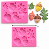 Autumn Harvest Acorns & Leaves Silicone Mold – Fall Leaf & Acorn Fondant, Chocolate and Candy Mold for Cakes, Cupcakes & Thanksgiving Desserts