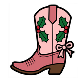 Pink Mistletoe Boots Cookie Cutter and Stamp
