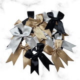 3 Colors Silver and Gold  White Bows 12 ct