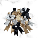 3 Colors Silver and Gold  White Bows 12 ct
