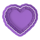 Scalloped Heart Shaped Cookie Cutter & Stamp with Size Options