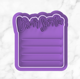 Christmas Dear Santa Letter Cookie Cutter With Stamp with Size Option