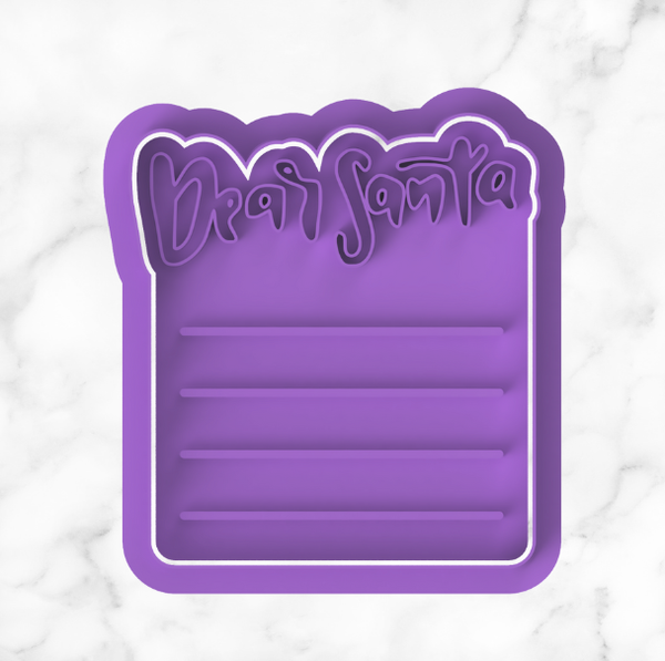 Christmas Dear Santa Letter Cookie Cutter With Stamp with Size Option