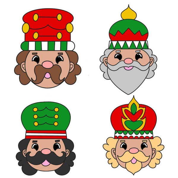 Christmas Nut Cracker Faces Cookie Cutter and Stamp Size Options