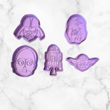 Space Wars Set of 5 Min Cookie Cutter and Stamp 2 INCHES