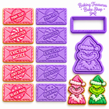 Christmas Grump Mail Cookie Cutter & Embosser Stamp Set – 8 Pieces, 6 Designs