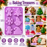 6-Cavity Christmas Gingerbread Family, Snowflake, Snowman, Tree & Santa Hat Silicone Mold – Holiday Chocolate, Candy & Fondant Mold