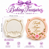 Elegant Floral Oval Frame Silicone Fondant Mold – Rose & Pearl Plaque Design