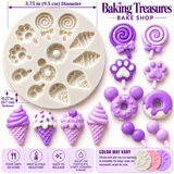 Candyland Sweets Lollipop, Paw Print, Ice Cream & Donut Silicone Mold