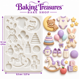 Baby Essentials & Nursery Silicone Mold – Teddy Bear, Bunny, Rocking Horse & Baby Shower Cake Decorating Mold
