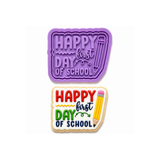 Happy First Day of School Cookie Cutter & Stamp – Back to School Plaque Cutter – Fondant Embosser Tool