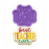 Best Teacher Ever Ruler Cookie Cutter & Stamp – Teacher Appreciation Cookie Cutter – School Cookie Cutter – Fondant Embosser Tool