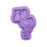Baby Stork Cookie Cutter & Stamp – New Baby Stork Cutter – Baby Shower Cookie Cutter – Fondant Embosser Tool